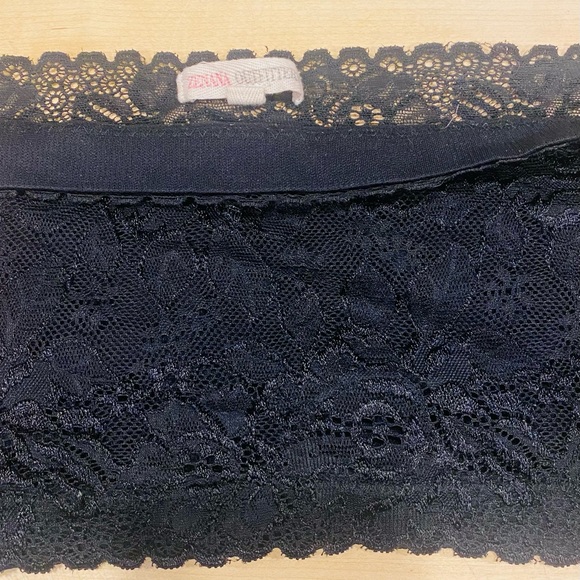 Lace Bandeau Bralette Front Lines Back Lace Strapless Bra One Size Black - Picture 3 of 4